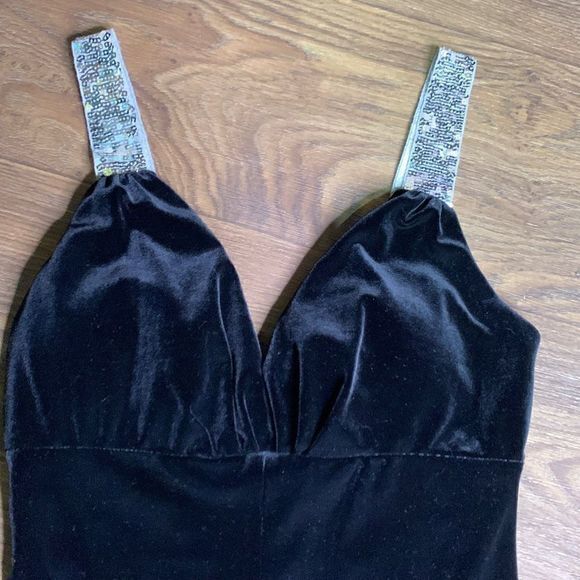 90s black dress. Sexy fairy grunge velour dress.‎ Sweetheart neckline New Years - Picture 2 of 7